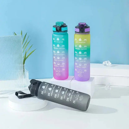1 Liter Inspirational Time Marked Water Bottle