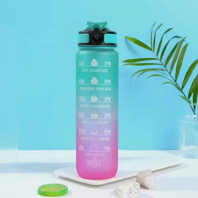 1 Liter Inspirational Time Marked Water Bottle