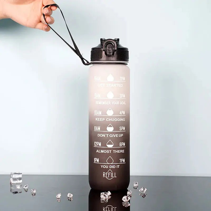 1 Liter Inspirational Time Marked Water Bottle