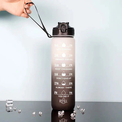 1 Liter Inspirational Time Marked Water Bottle