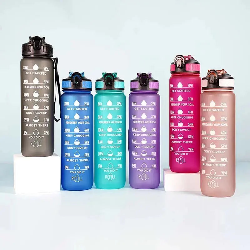 1 Liter Inspirational Time Marked Water Bottle