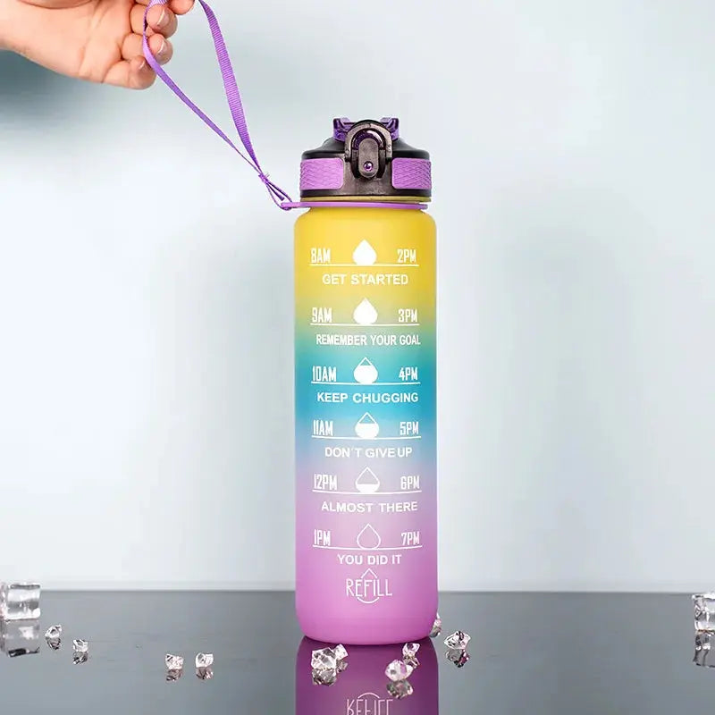1 Liter Inspirational Time Marked Water Bottle