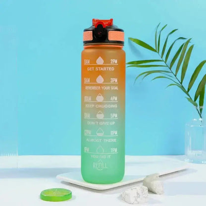 1 Liter Inspirational Time Marked Water Bottle
