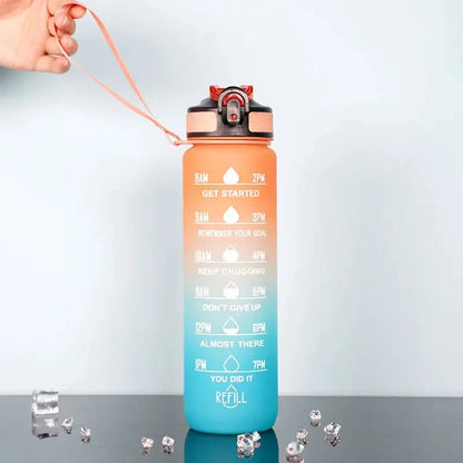 1 Liter Inspirational Time Marked Water Bottle