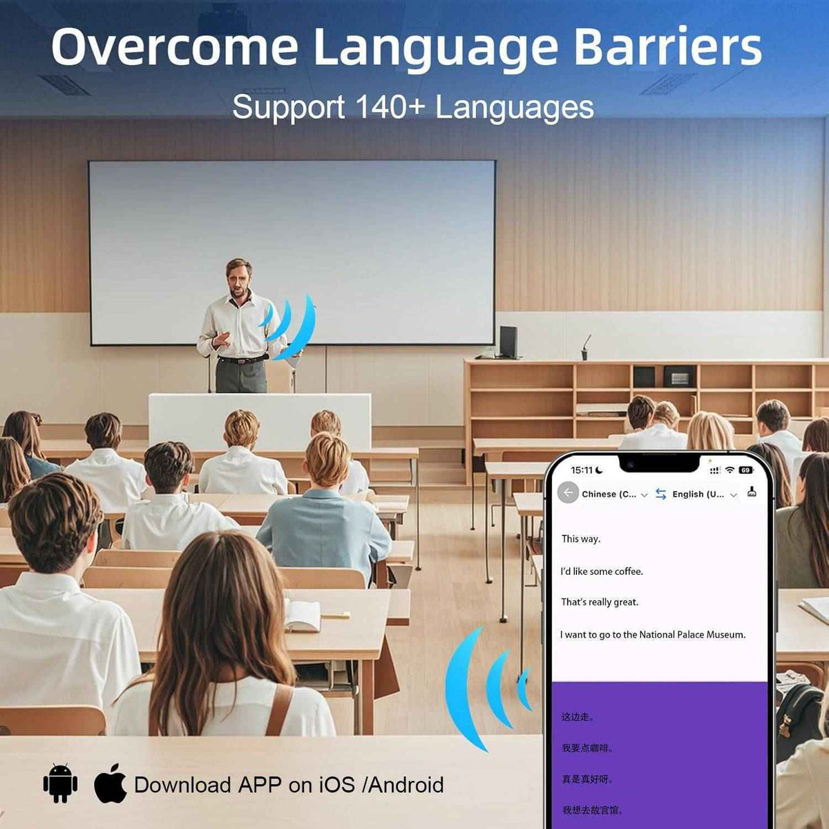 63% OFF Wireless Translator Earbuds – Smart Real-Time Language Assistant