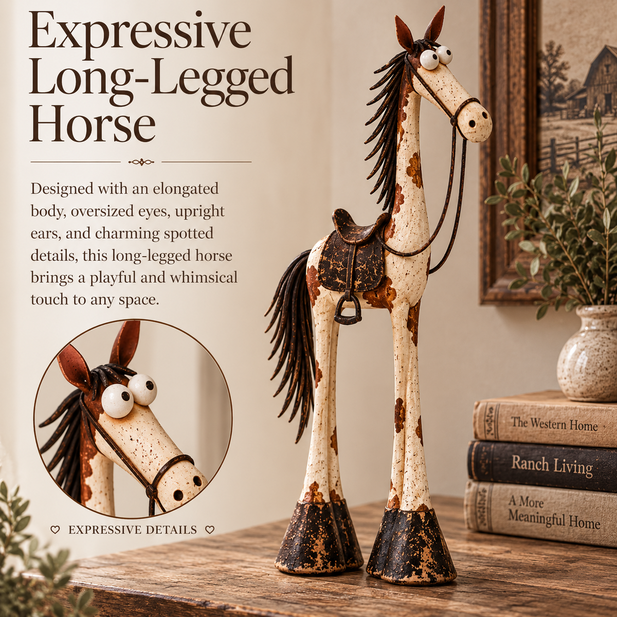 Whimsical Western Cowboy & Horse Figurine Duo