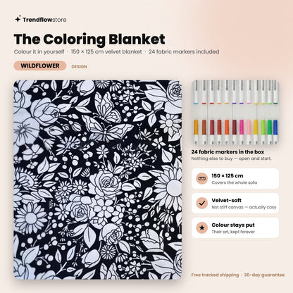 The Coloring Blanket — 150cm Doodle Blanket + 24 Markers