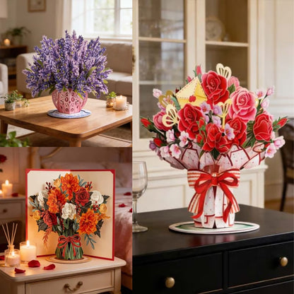 Forever-Blooming 3D Flower Pop-Up Card– Personalized Love Message & Everlasting Bloom