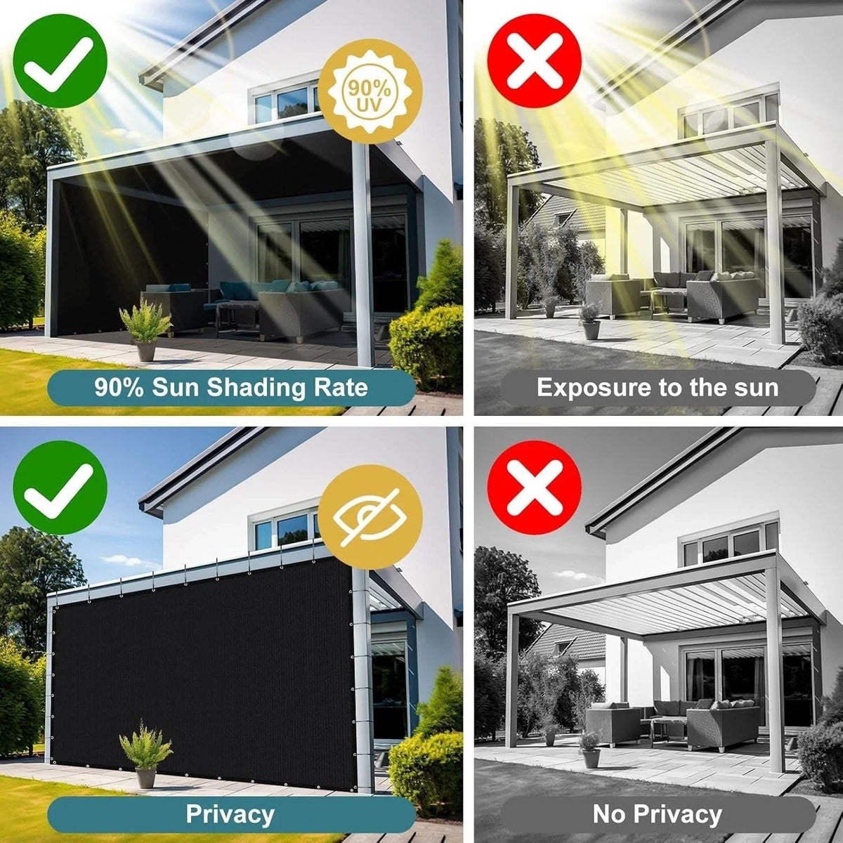 Black UV Resistant Sun Shade Net for Garden & Backyard