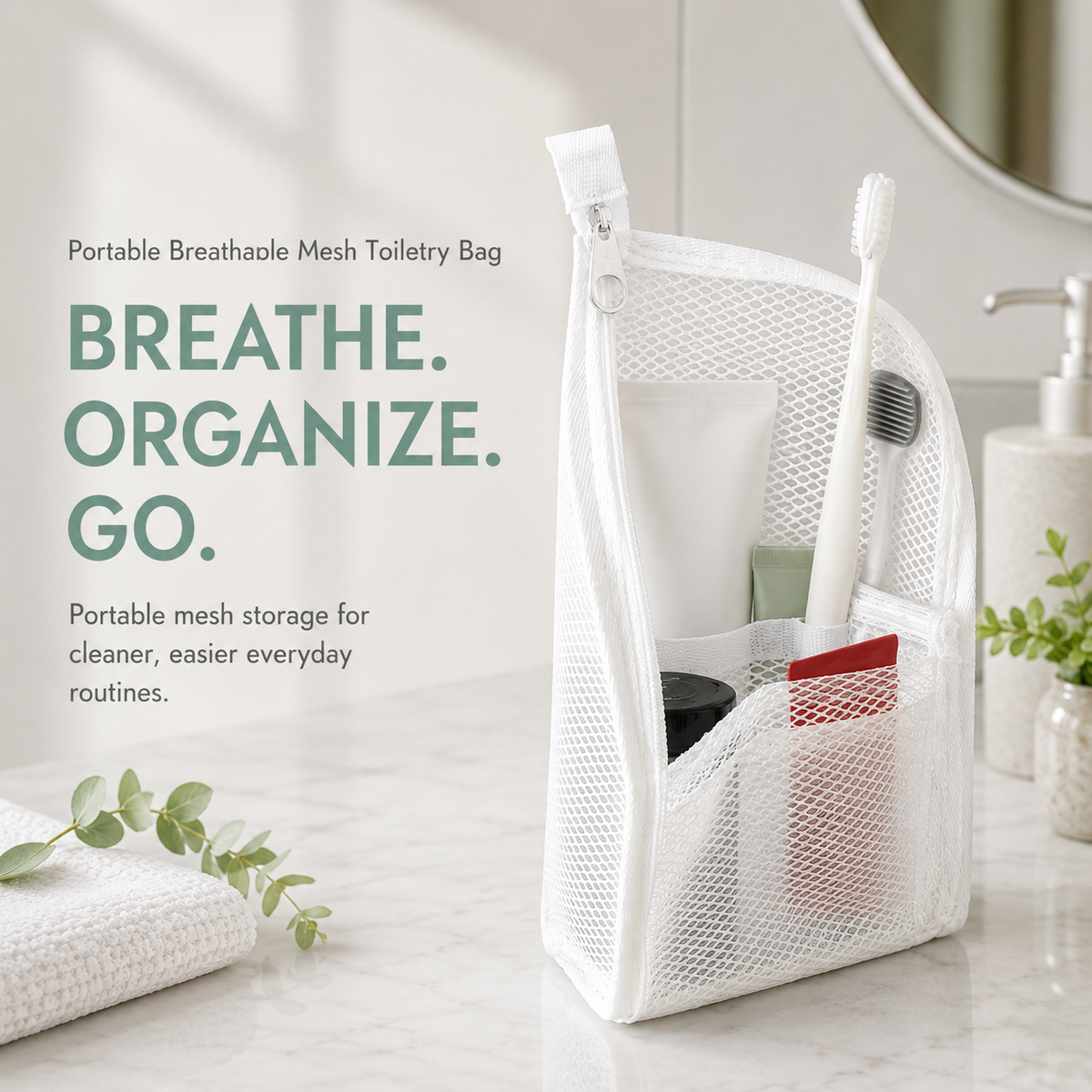 2-Pack Portable Quick-Dry Mesh Toiletry Bags