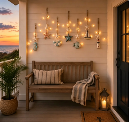 Seaside Glow Wall Hangings Set of 7 Nautical LED Coastal Wall Decor with Remote
