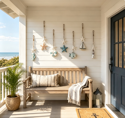Seaside Glow Wall Hangings Set of 7 Nautical LED Coastal Wall Decor with Remote
