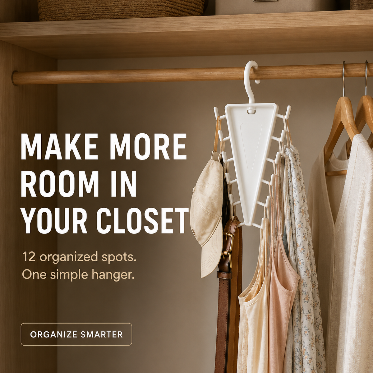 12-Hook Rotating Closet Organizer – Save Space & Keep Accessories Organized