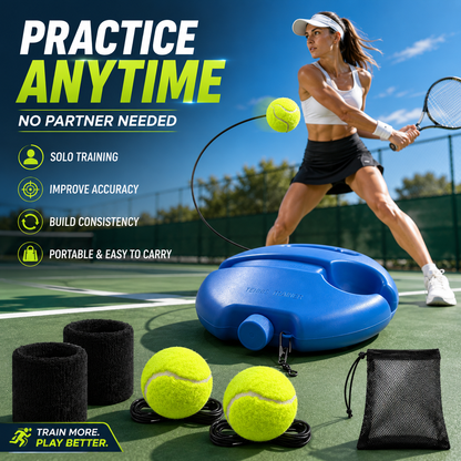Solo Tennis Trainer Rebound Set – Practice Anytime, No Partner Needed，3 Balls