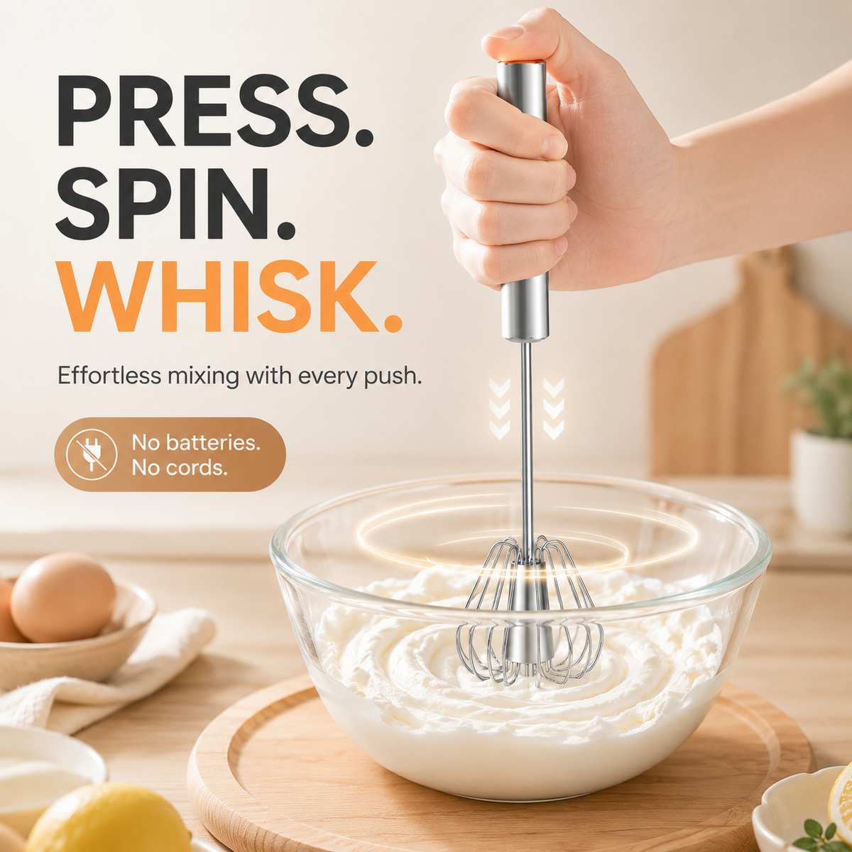 2-Pack Hand-Push Rotary Whisk – Press, Spin & Mix with Ease