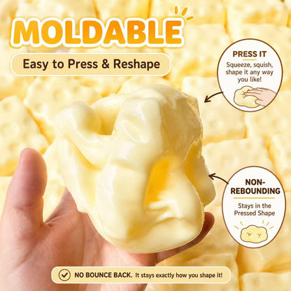 Cheese Cube Squishy Toy, Soft Moldable Petroleum Jelly-Filled Squeeze Ball