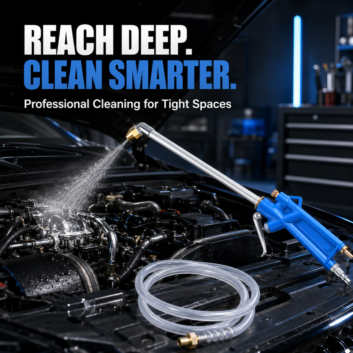 Long-Reach Pneumatic Engine Cleaning Gun