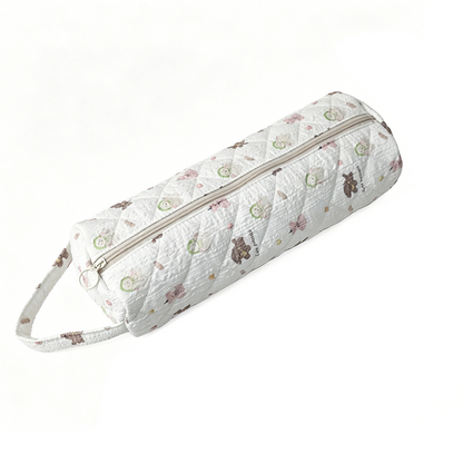 Quilted Multi‑Purpose Storage Bag, Portable Zipper Cosmetic Makeup Pouch with Handle