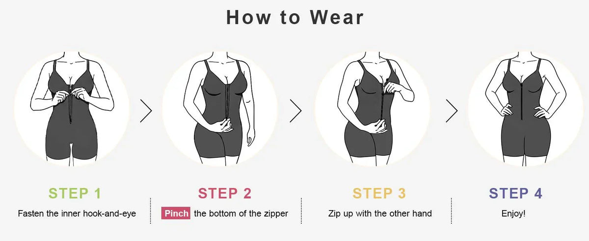 Women's Zip-Front Shapewear Bodysuit – Tummy Control & Waist Sculpting