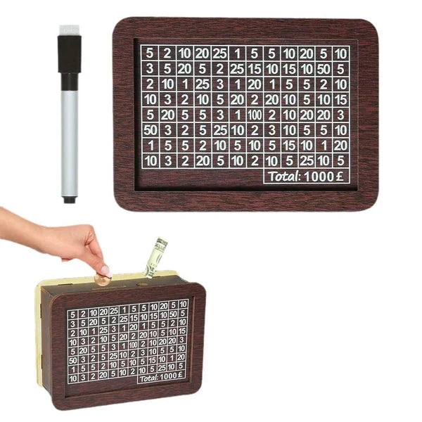 Wooden Lottery Ticket Game Board & Money Box with Counter