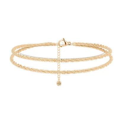 Minimalist Layered Shiny Anklet For Women