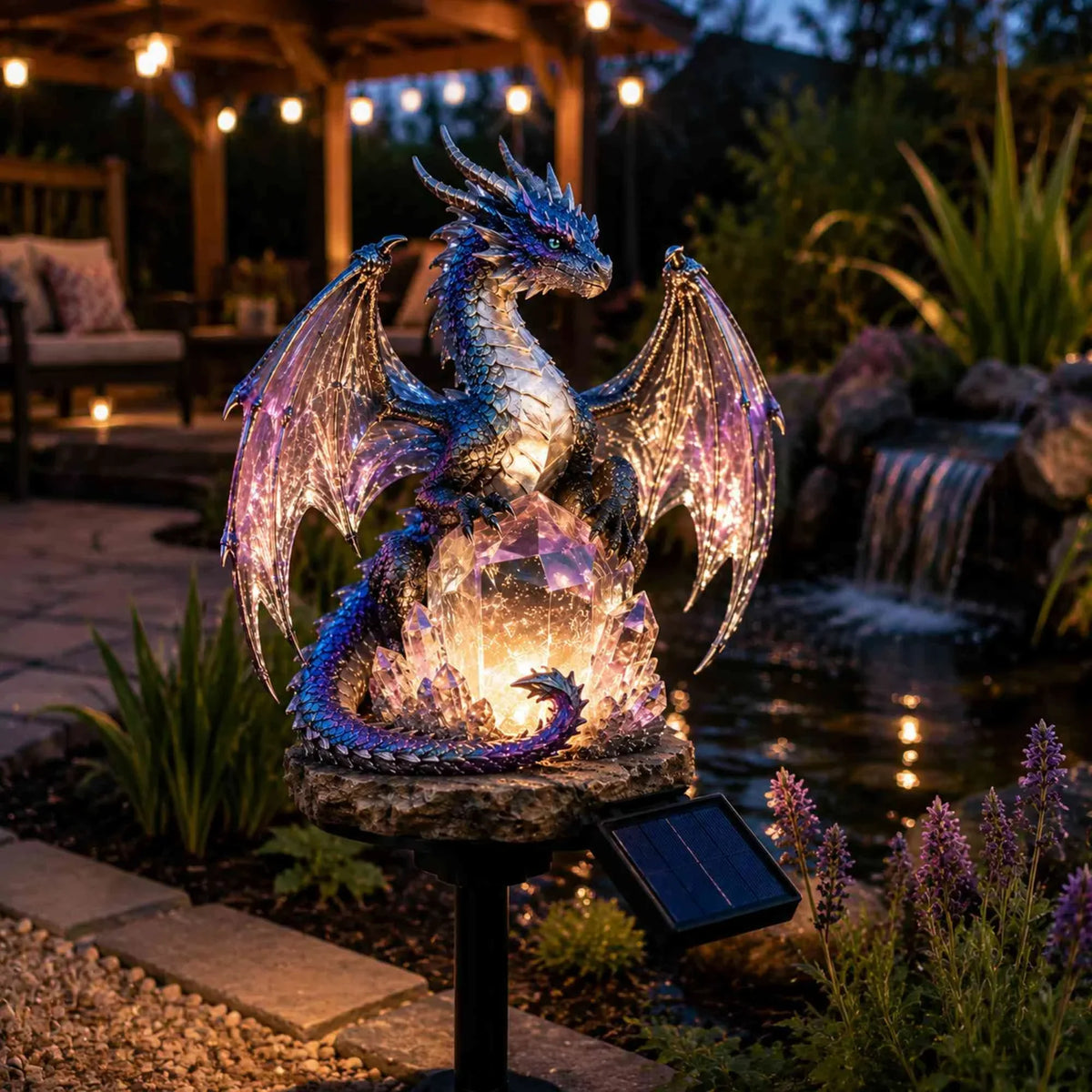 Dragon Lover's Gift Solar LED Dragon Statue – Waterproof Garden & Patio Ornament