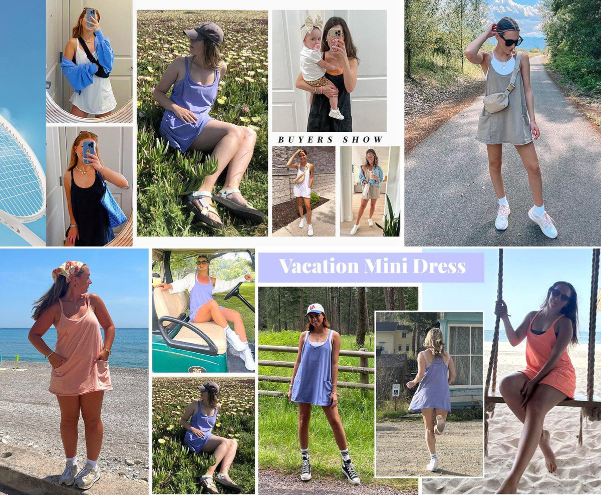 Women's Sleeveless Sports Dress - Athletic V-Neck Spaghetti Strap Mini Sundress