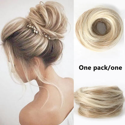 Synthetic Messy Bun Hair Piece for Women, Curly Updo Scrunchie Extension for Instant Volume and a High Crown