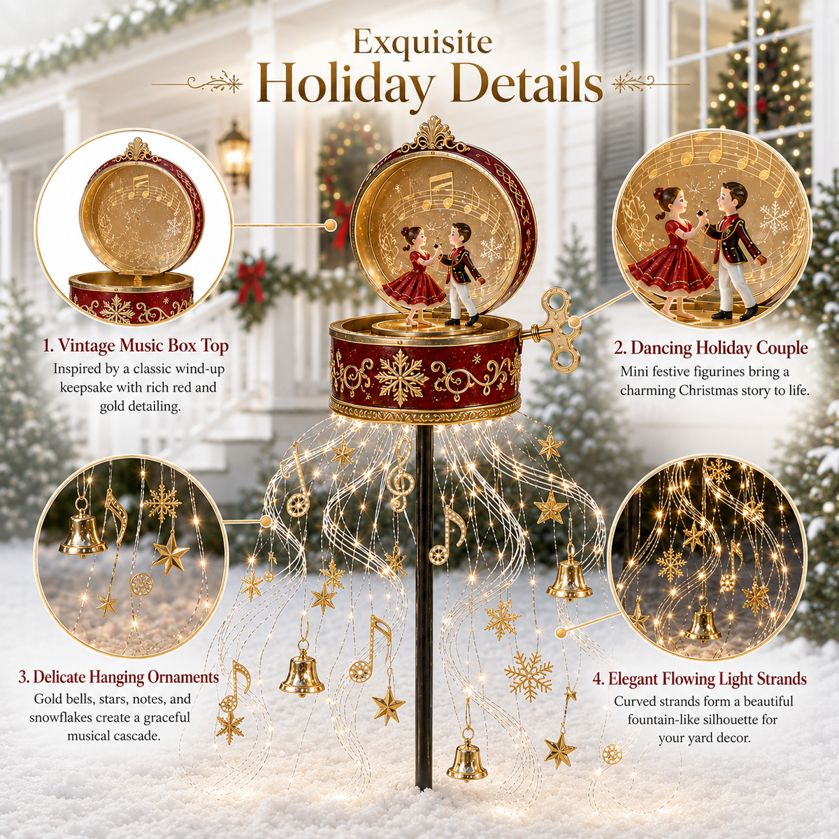 Enchanted Christmas Music Box Fountain Light