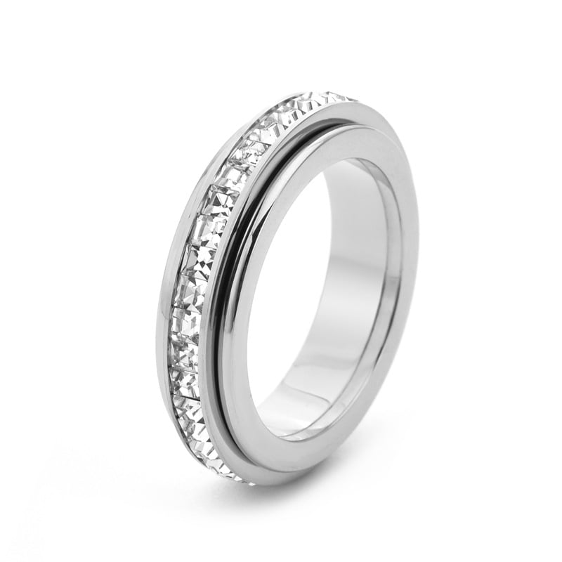 Rotating Crystal Ring, Relieves Anxiety, Symbolizes Vows & Luck, Waterproof & Fade-Resistant