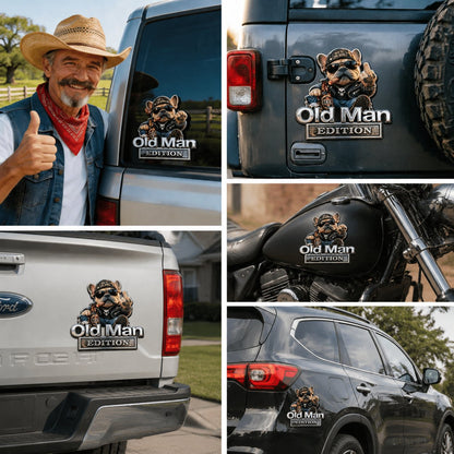 Funny Old Man Edition Vehicle Badge — 3D Chrome Metal Emblem, Perfect Father's Day & Birthday Gift for Dad, Grandpa, Husband, Truck & SUV Owners