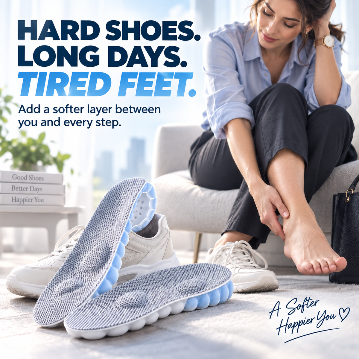 2pairs 4D Cloud Comfort Insoles – Soft Cushioning & All-Day Support