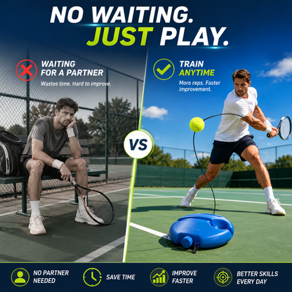 Solo Tennis Trainer Rebound Set – Practice Anytime, No Partner Needed，3 Balls