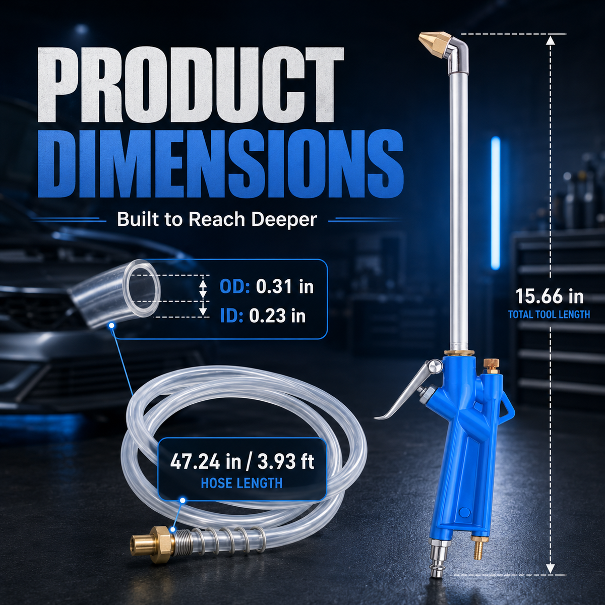 Long-Reach Pneumatic Engine Cleaning Gun