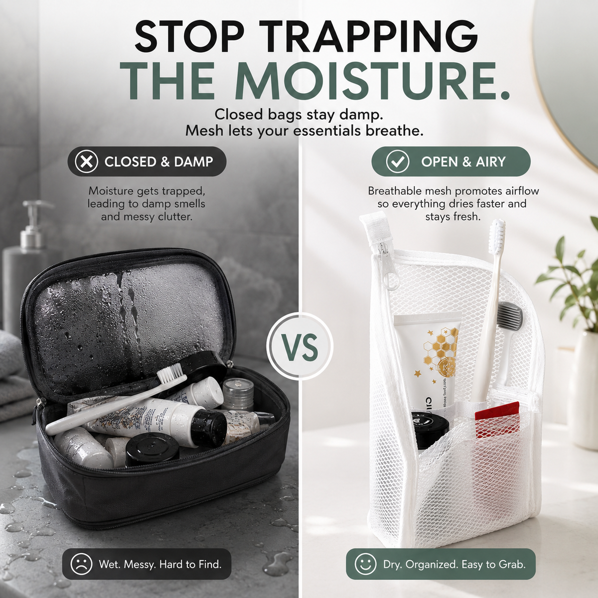 2-Pack Portable Quick-Dry Mesh Toiletry Bags
