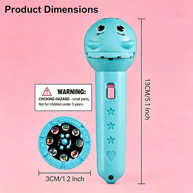 Kids Bedtime Story Projector Flashlight 48 Patterns Educational Toy