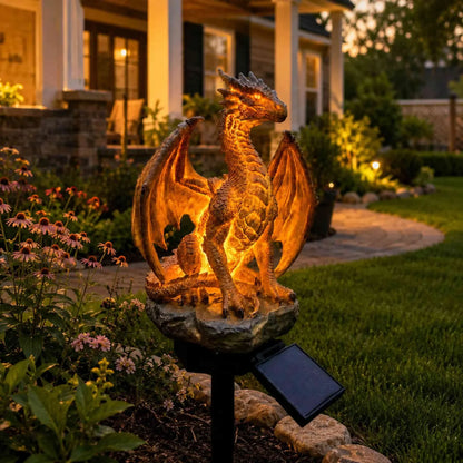 Dragon Lover's Gift Solar LED Dragon Statue – Waterproof Garden & Patio Ornament