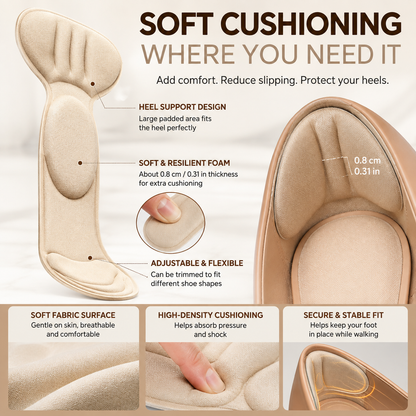5-Pair Pack | Comfort Heel Fit Pads – Anti-Slip Cushioned Shoe Inserts for Better Fit & Heel Comfort
