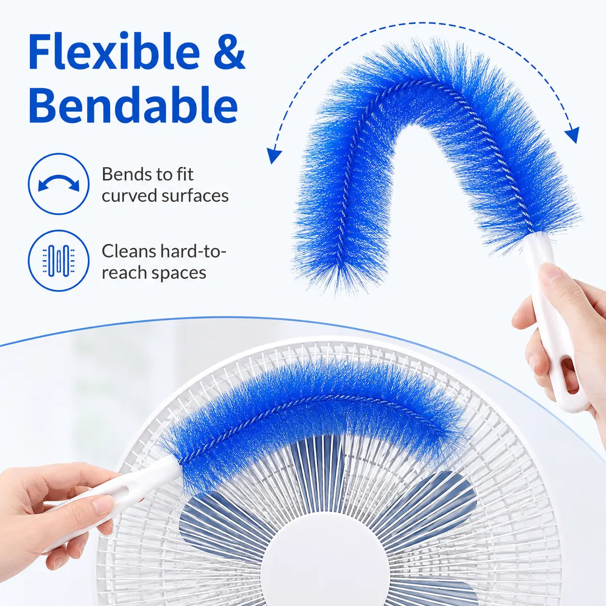 2 Counts Bendable Microfiber Head,Reusable Dust Remover