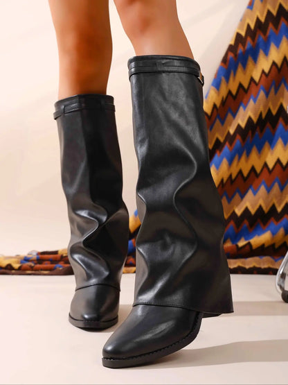 Women's Faux Leather Boots – High Heel