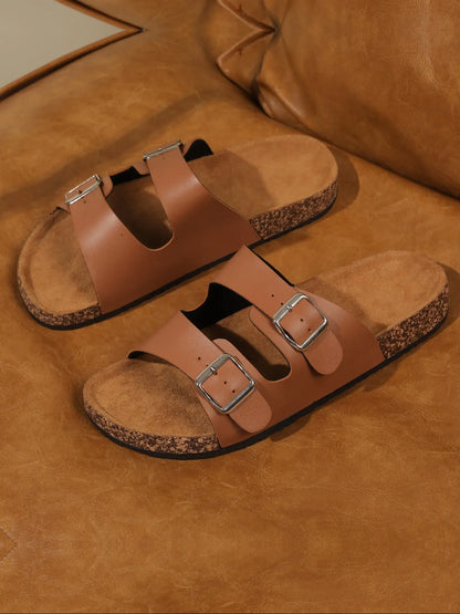 Unisex Faux Leather Sandals – Open Toe, Non-Slip, Lightweight