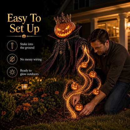 Pumpkin King Halloween Yard Decor|Solar Operated Day‐Night Ornament For Garden