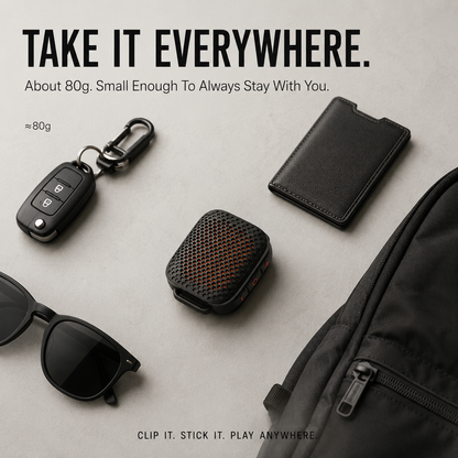 Magnetic Clip-On Bluetooth Speaker – IPX7 Waterproof, TWS Stereo & Ultra-Light 80g Wearable Design