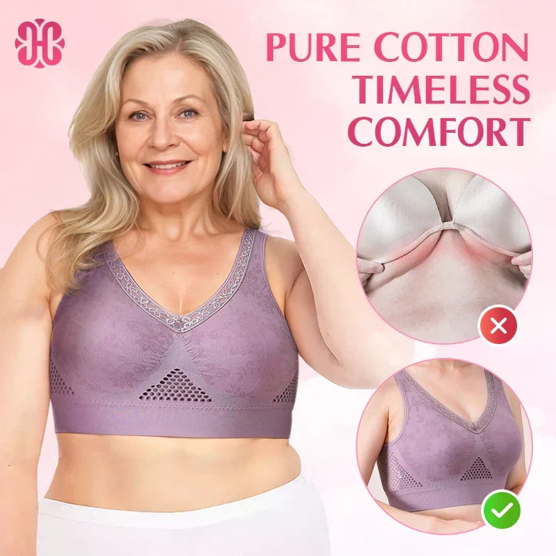 High-Support Seamless Wireless Lace Bra – Comfort & Natural Lift