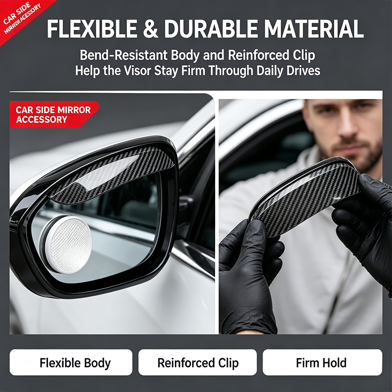 One Pair Snap-On Mirror Rain Visor Eyebrows, Waterproof Carbon Fiber Auto Exterior