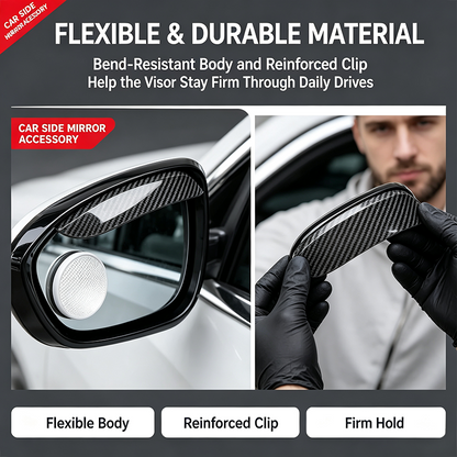 One Pair Snap-On Mirror Rain Visor Eyebrows, Waterproof Carbon Fiber Auto Exterior