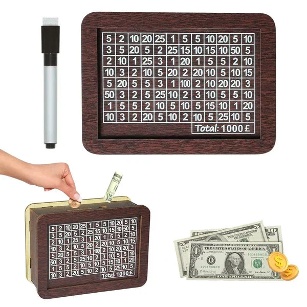 Wooden Lottery Ticket Game Board & Money Box with Counter