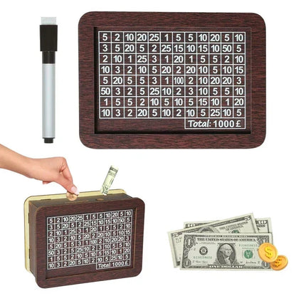 Wooden Lottery Ticket Game Board & Money Box with Counter
