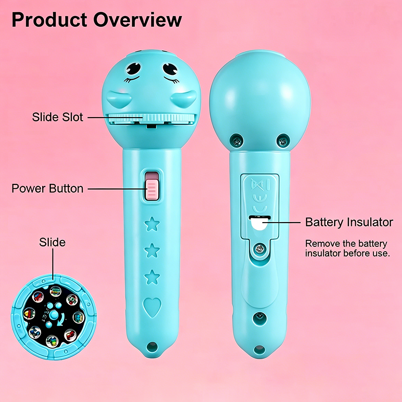 Kids Bedtime Story Projector Flashlight 48 Patterns Educational Toy
