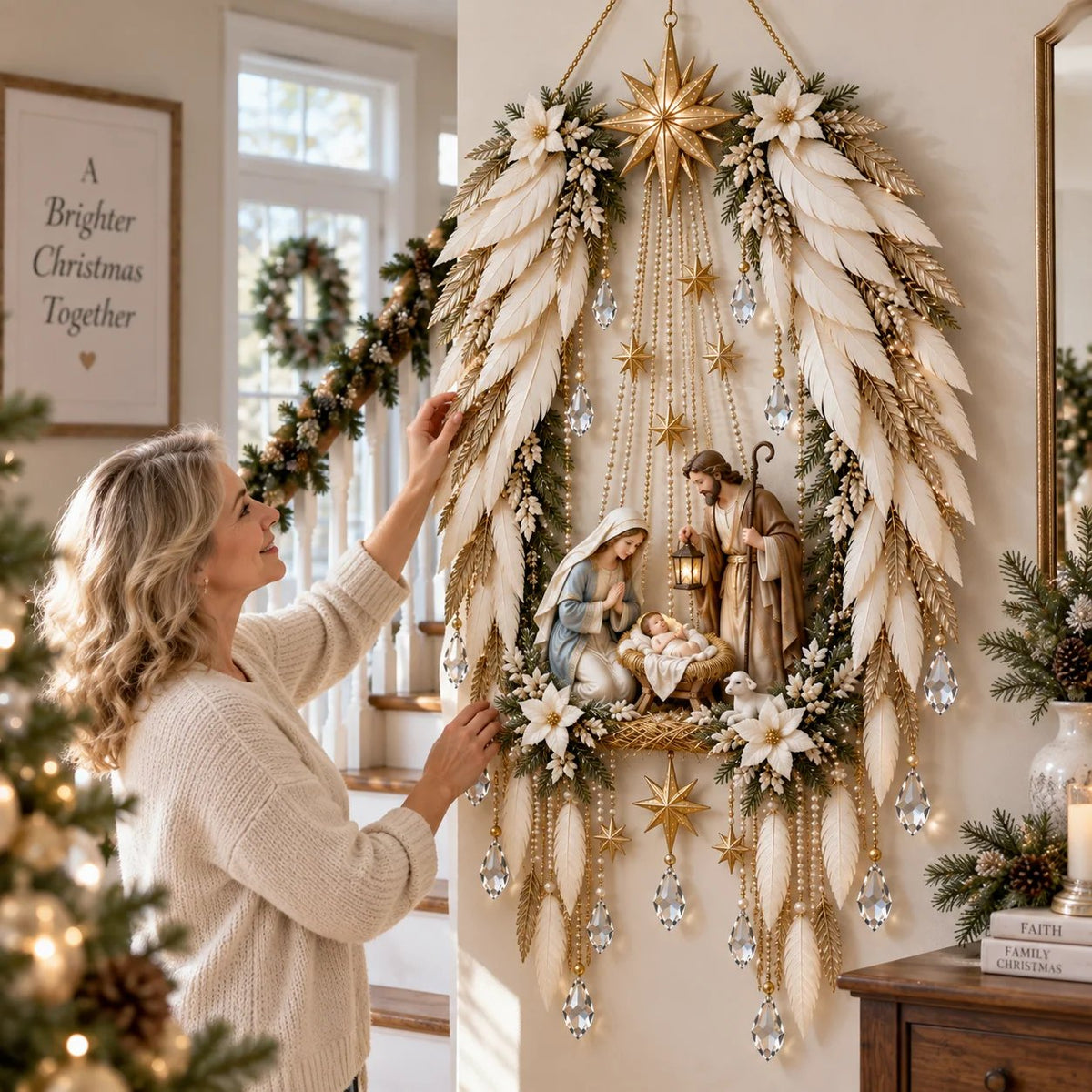 Heavenly Angel Wings Nativity Light – Lighted Christmas Wall Decor